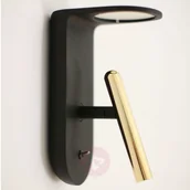 Lampy ścienne - Linea Light Czarno-złoty kinkiet LED 2Nights_W2 - miniaturka - grafika 1
