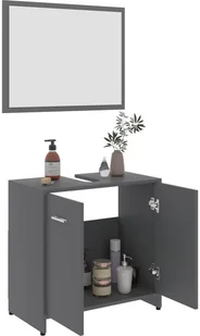 vidaXL vidaXL 3-częściowy zestaw mebli łazienkowych, szary, płyta wiórowa 8720286166109 - Meble łazienkowe - miniaturka - grafika 3