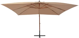 vidaXL Wiszący parasol z drewnianym słupkiem, 400 x 300 cm, taupe - Parasole ogrodowe - miniaturka - grafika 4