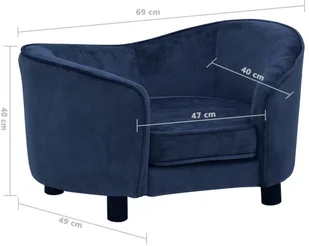 Sofa dla psa, niebieska, 69x49x40 cm, pluszowa - Legowiska dla psów - miniaturka - grafika 9