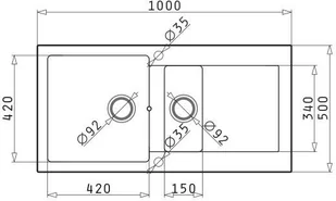 Pyramis Zlew MIDO 100x50) 1 1/2B 1D volcano 70168001) - Zlewozmywaki - miniaturka - grafika 2