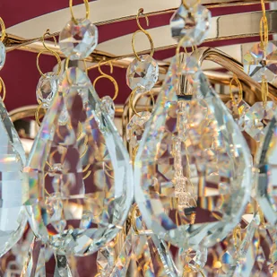 Orion Lampa wisząca Celeste kryształy K9, 9-pkt. złota - Lampy sufitowe - miniaturka - grafika 4