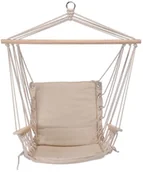 Huśtawki - ProGarden Brazylijskie krzesło wiszące z podłokietnikami beżowy hamak jednoosobowy do domu lub ogrodu X39500330-beżowy - miniaturka - grafika 1