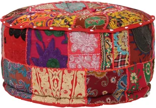 vidaXL Okrągły puf patchworkowy, ręcznie robiony, 40x20 cm, czerwony - Pufy i podnóżki - miniaturka - grafika 5