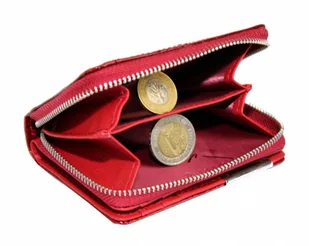 Jennifer Jones Portfel Skórzany Bułeczka Mini Skóra Licowa Lakierowana Suwak 5262-2 11 x 8 x 3 [cm] - Portfele - miniaturka - grafika 5