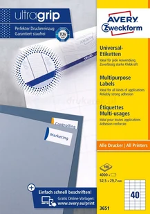 Avery Zweckform Trwałe etykiety uniwersalne Zweckform A4 100ark./op. 52,5x29,7mm białe PROMOCJA! AVE-3651 - Etykiety do drukarek Avery Zweckform Trwałe etykiety uniwersalne Zweckform A4 100ark./op. 52,5x29,7mm białe PROMOCJA! AVE-3651 - Etykiety do drukarek - miniaturka - grafika 4