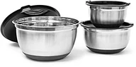 Akcesoria i części AGD - Relaxdays zestaw 3 misek z pokrywkami, średnica: 17,5, 21 i 25,5 cm, stal szlachetna, stal szlachetna, zestaw 3-cz. 10019120-304 - miniaturka - grafika 1