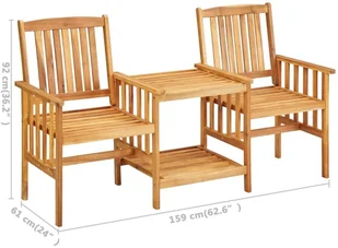 vidaXL Krzesła ogrodowe ze stolikiem i poduszkami drewno akacjowe 3061278 - Meble ogrodowe - miniaturka - grafika 12