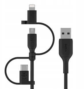Belkin Uniwersalny kabel (3 w 1, USB-C, Lightning, kabel micro USB) do ładowania smartfonów, tabletów, powerbanków i innych urządzeń (1 m), CAC001bt1MBK CAC001bt1MBK - Kable USB - miniaturka - grafika 2
