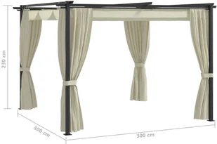 vidaXL Altana ogrodowa z zasłonami, 3 x 3 m, kremowa, stal - Altany ogrodowe - miniaturka - grafika 7