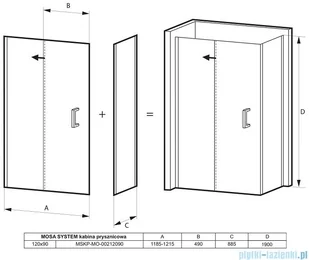 Massi Mosa 120x90x190 MSKP-MO-00212090 - Kabiny prysznicowe - miniaturka - grafika 2