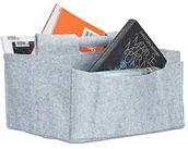 Inne meble do salonu - Relaxdays koszyk na gazety wykonany z filcu, wys. x szer. x gł.: 22 x 32 x 29 cm, 2 kieszenie, uchwyt, składany stojak na gazety, różne kolory 10021974_111 - miniaturka - grafika 1