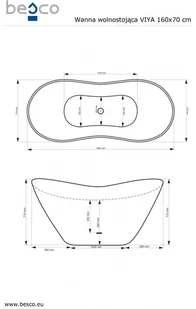 Besco Wanna wolnostojąca Viya BLACK&amp;WHITE 160x70 #WMD-160-VBW - Wanny - miniaturka - grafika 3