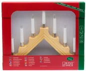 Świeczniki - Konstsmide 1041  100 drewniany świecznik, z metalowymi pierścieniami dekoracyjna, kolor naturalny/do użytku wewnątrz pomieszczeń (IP )/230 V wewnętrzny/7 przejrzysta/białe żarówki przewód 1041-100 - miniaturka - grafika 1