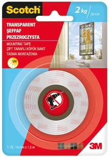 3M Scotch Taśma montażowa Scotch 19mm/1,5m - przezroczysta UU004874085 - Taśmy izolacyjne i naprawcze - miniaturka - grafika 2