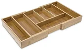 Akcesoria do sztućców - Relaxdays bambusowa wkładka na sztućce do szuflady, wyjmowana, 5 x 48,5 x 28 cm (wys. x szer. x gł.), od 5 do 7 przegródek, łatwa pielęgnacja, do wszystkich szuflad, kolor: naturalny 10018884 - miniaturka - grafika 1