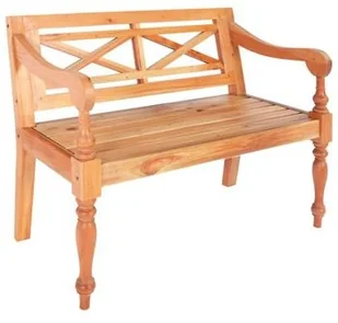 vidaXL Ławka Batavia, lity mahoń, 98 x 50 x 82 cm, jasnobrązowa - Ławki ogrodowe - miniaturka - grafika 3