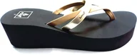 Klapki i japonki damskie - Reef japonki damskie BLISS WILD HI Brown/Gold - miniaturka - grafika 1