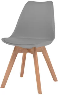 vidaXL Krzesła do jadalni, 4 szt., sztuczna skóra, lite drewno, szare - Krzesła - miniaturka - grafika 2