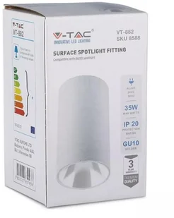 v-tac Oprawa Sufitowa V-TAC GU10 Okrągła Natynkowa Tuba Biała 80x140mm VT-882 - Oprawy, klosze i abażury - miniaturka - grafika 5