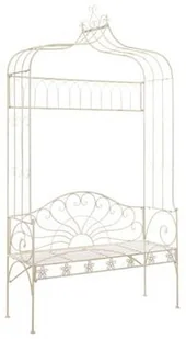 vidaXL Ławka ogrodowa, 122 cm, żelazo, antyczna biel - Ławki ogrodowe - miniaturka - grafika 2