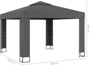 vidaXL Altana z podwójnym dachem i sznurem lampek, 3x3 m, antracytowa! 3070304 - Altany ogrodowe - miniaturka - grafika 6