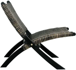 vidaXL Krzesło, czarne, naturalny rattan kubu i lite drewno mahoniowe - Krzesła - miniaturka - grafika 3