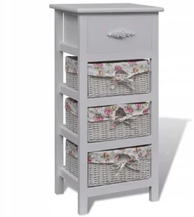 vidaXL Szafka komoda biała/krem szuflada i 3 kosze - Komody - miniaturka - grafika 2