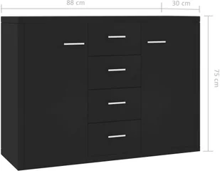 vidaXL Szafka, czarna, 88 x 30 x 75 cm, płyta wiórowa vidaXL - Szafki do salonu - miniaturka - grafika 6