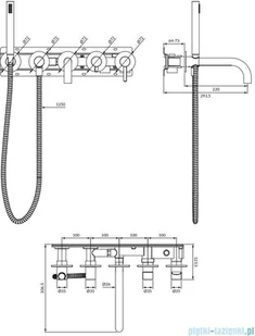 Omnires Y bateria wannowa 5-otworowa podtynkowa czarna Y1237/1BL - Baterie podtynkowe - miniaturka - grafika 2
