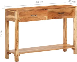 vidaXL Szafka, 110x30x75 cm, lite drewno akacjowe 320471 - Szafki do salonu - miniaturka - grafika 16