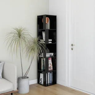 vidaXL Szafka narożna, czarna, 33x33x164,5 cm, płyta wiórowa - Szafki do salonu - miniaturka - grafika 2