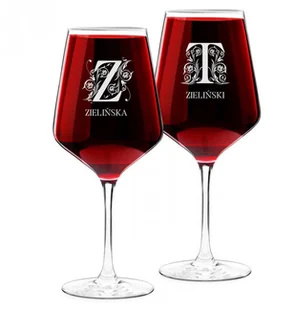 Murrano Kieliszki szklane x2 do wina rubin rozmiar XL z grawerunkiem dla pary 2xSKI-RB-011 - Gadżety dla niej i dla niego - miniaturka - grafika 4