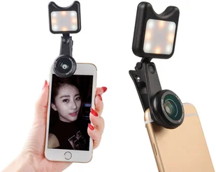 Apexel APL-3663FL Obiektyw 0.36X Wide Angle 15X Makro +Lampka LED black 7624X1 - Etui i futerały do telefonów - miniaturka - grafika 3