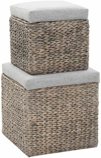 vidaXL Zestaw 2 pufów wyplecionych z trawy morskiej, szary - Pufy i podnóżki - miniaturka - grafika 5