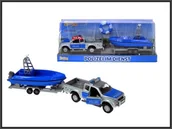 Samochody i pojazdy dla dzieci - Hipo Auto Policja 12cm z łódką z dźw pod kloszem - miniaturka - grafika 1