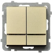 Wyłączniki światła i elektryczne - LEDart wiecznikowy podwójny z podświetleniem niebieskim, Ospel SONATA ŁP-2RS/m/39, bez ramki, kolor szampański złoty - miniaturka - grafika 1
