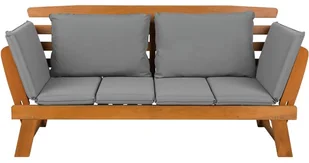 Beliani Sofa ogrodowa drewniana jasnobrązowa regulowane podłokietniki PORTICI - Ławki ogrodowe - miniaturka - grafika 3