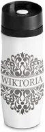 Kubki termiczne - Murrano Kubek Termiczny Termos Biały Ażurowy GRAWER KUB-B-007 - miniaturka - grafika 1