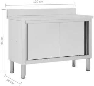 VidaXL Stół roboczy, przesuwne drzwi, 120x50x95 cm, stal nierdzewna 51051 VidaXL - Stoły gastronomiczne - miniaturka - grafika 8
