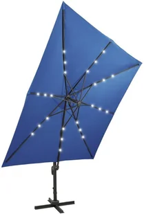 vidaXL Parasol wiszący z lampkami LED i słupkiem, lazurowy, 300 cm 312349 - Parasole ogrodowe - miniaturka - grafika 5