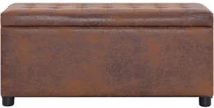 vidaXL Puf z pojemnikiem, 87,5 cm, brązowy, sztuczna skóra zamszowa vidaXL - Pufy i podnóżki - miniaturka - grafika 4