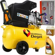 Sprężarki i kompresory - DEGET KOMPRESOR SPRĘŻARKA 50L 250l/m KIT 5 ZESTAW LAMPKA V81151 + V81141 - miniaturka - grafika 1
