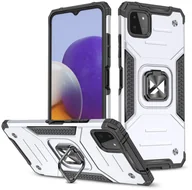 Etui i futerały do telefonów - Wozinsky Ring Armor pancerne hybrydowe etui pokrowiec + magnetyczny uchwyt Samsung Galaxy A22 4G srebrny - miniaturka - grafika 1