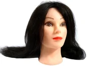 Główki treningowe - Główka treningowa Ela 55 cm black, włos naturalny + uchwyt, fryzjerska do czesania, głowa do ćwiczeń ELA 55 BLACK - miniaturka - grafika 1