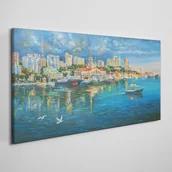 Obrazy i zdjęcia - PL Coloray Obraz Canvas miasto port statki morze 100x50cm - miniaturka - grafika 1