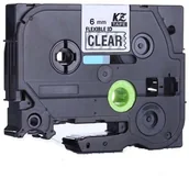 Papier do drukarek - Brother Taśma zamiennik TZ-FX111 / TZe-FX111, 6mm x 8m, flexi, czarny druk / przezroczysty podkład - miniaturka - grafika 1