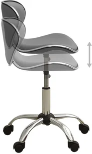 Fotel biurowy, krzesło biurowe VidaXL Taboret kosmetyczny, szary, sztuczna skóra 323678 VidaXL - Fotele i krzesła biurowe - miniaturka - grafika 3