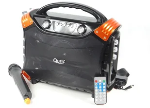 Quer Poprzeczny kom0837 Przenośny zestaw głośników z MP3, Bluetooth, radio FM, karaoke Czarny KOM0837 - Akcesoria do MP3 - miniaturka - grafika 3