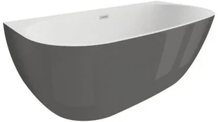 Polimat Wanna wolnostojąca przyścienna 170x80x60 cm ok. 210 l +stelaż oraz syfon, BIAŁA/GRAFIT POŁYSK 00444 - Wanny - miniaturka - grafika 2